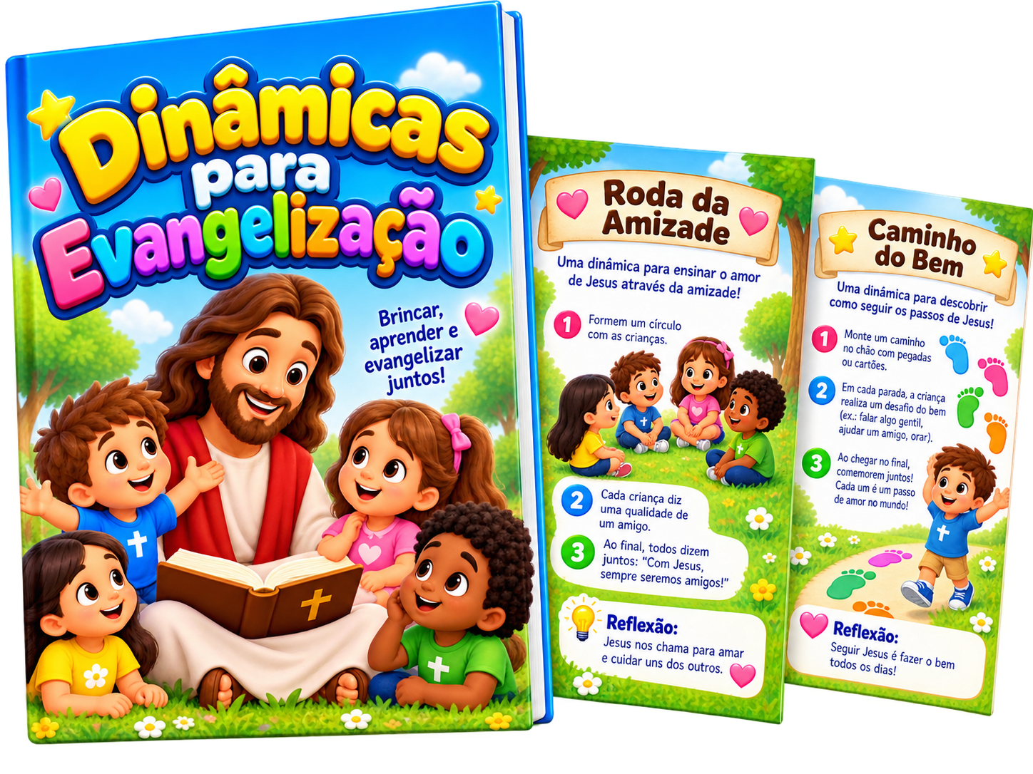Dinâmicas para Evangelização — capa e páginas internas