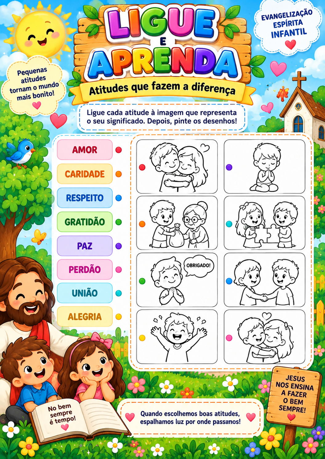 Atividade ligue e aprenda sobre boas atitudes